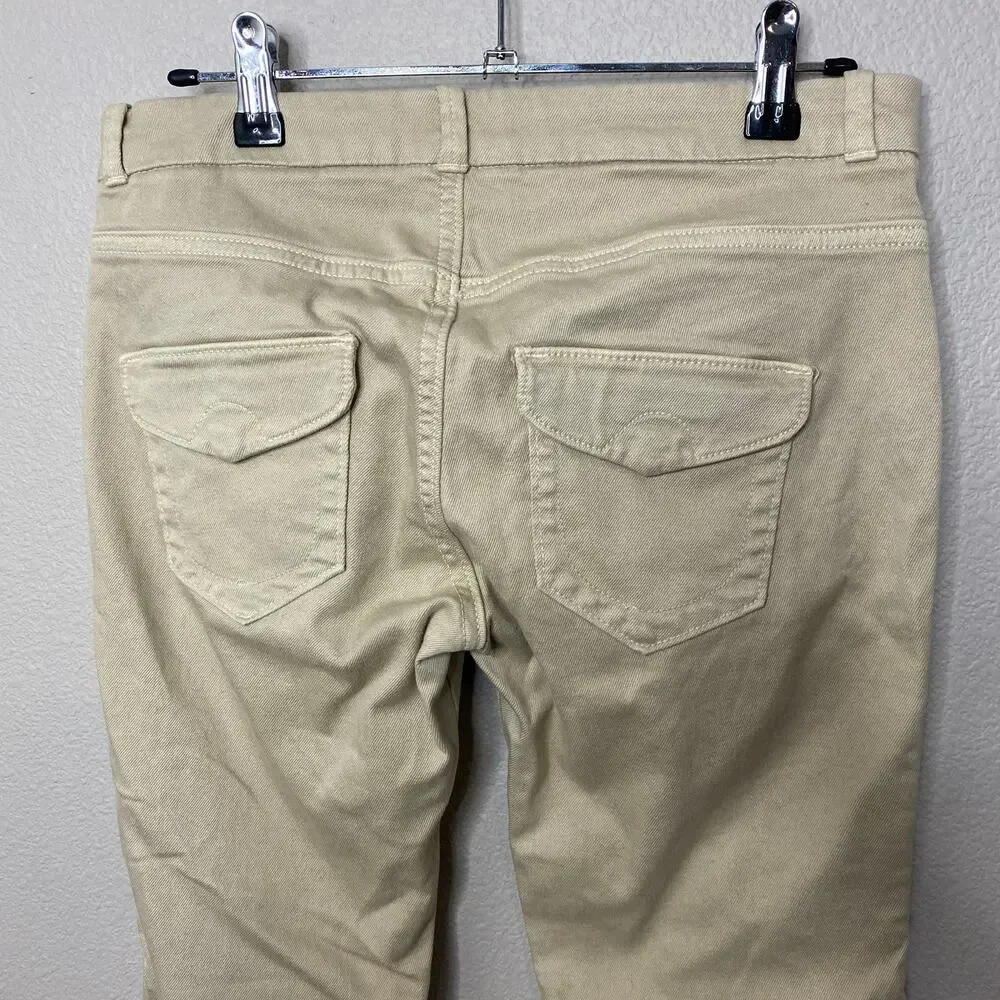 Zara Trafaluc Tan‎ Moto Zip Skinny Jeans Size 6